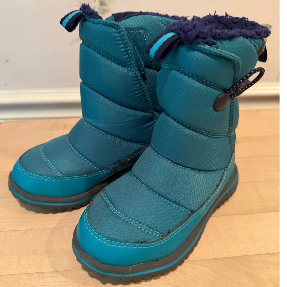 LL Bean Kids Ultralight Waterproof Boots Teal Blue Primaloft Snow Boots Size 10
